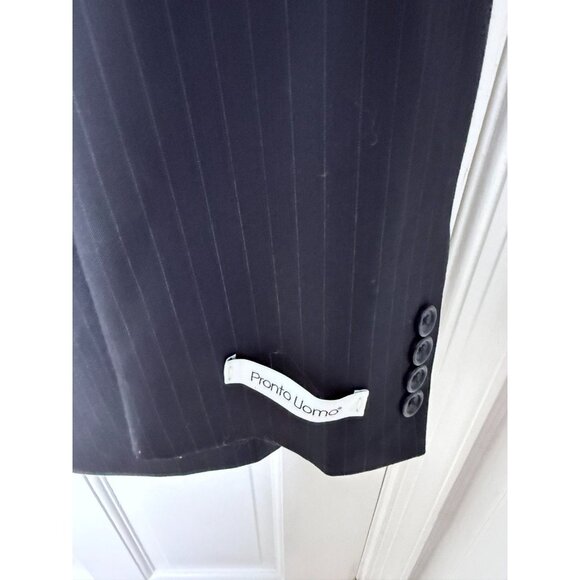 Ponto Uomo Charcoal Gray Pinstripe 100% Wool Mens Suit Jacket Blazer 54R NWT - Picture 13 of 14